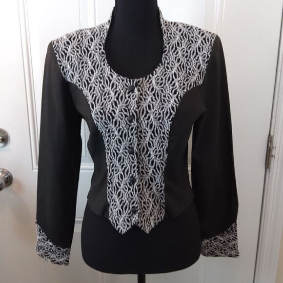 1849 black & white button western blouse - Picture 1 of 15